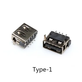 10ШТ USB Konektor Tipa A Ženski na USB 2.0 AF10.0 4Pin Visina 6,3 mm Uvijati SMT Crna