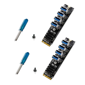 2 kom. M. 2 PCIE Riser Card Za Майнинга 4-Port MKEY PCI-E X1 Adapter Modul 1-4 Naknada za Proširenje Za BTC Minner Desktp PC