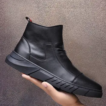 2020 godine, Novost Zime, svakodnevne kožne cipele u britanskom stilu, univerzalni muške cipele s visokim берцем, muške cipele u korejskom stil, Moda