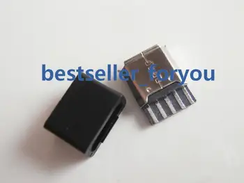 5pcs Micro USB 5-Pinski Priključak za Lemljenje od 2 dijela i Crni Plastični poklopac