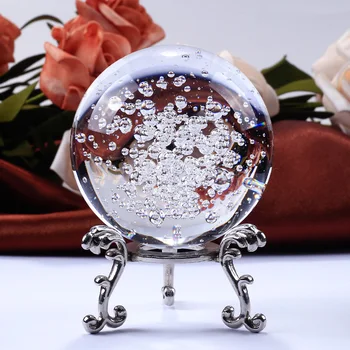 60 mm je Transparentan Kristalnu Kuglu S Mjehurićima Staklena Kugla Globus Feng Shui Minijaturni Za Poklon Pribor Za Uređenje Doma Office Dekoracija