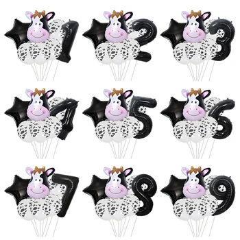 7 kom. Krava Broj Balon Farma Rođendan Dekoracija Prvi 1. Dječji Godišnjicu Životinja Folije Latex Baloni jednogodišnje Dijete