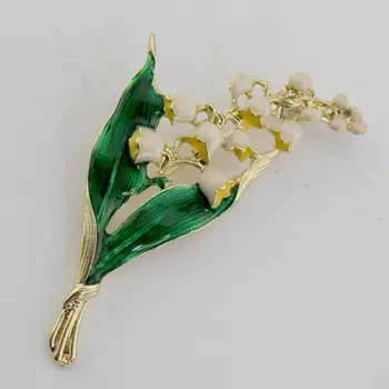 Antički Emajl zeleni list đurđica svježe Biserna orhideja Broš ženske pribor veleprodaja