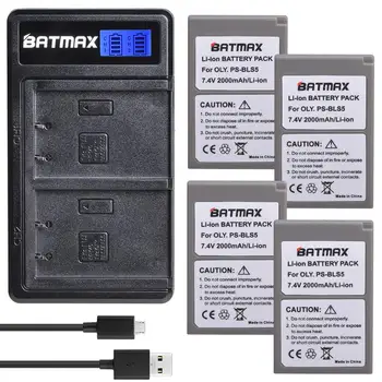 Batmax PS-BLS5 BLS50 Baterija + LCD zaslon, Dual USB Punjač za Olympus PEN E-PL2, E-PL5, E-PL6, E-PL7, E-PM2, OM-D E-M10, E-M10 II, Stylus1