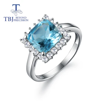 Jastuk od prirodnog dragog kamena 9 mm nebo-plavi topaz prsten od 925 sterling srebra nakit za žene jubilej college odjeća dobar poklon