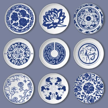 JBlue i bijele keramičke rotirajući tanjur Kreativno Jelo Keramički Tanjur Rotirajući Zidni Dekorativni tanjur