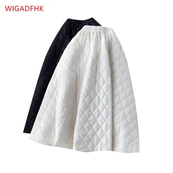 Koreanska verzija стеганой suknje s dijamantima, ženska jesensko-zimska nova elastična suknju srednje dužine sa visokim strukom, debeli suknju srednje dužine