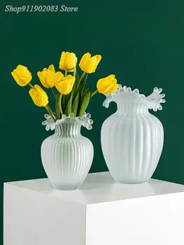 Kreativnost Staklena Vaza Mat Val Apstraktne Trake Prozirna Boca Cvjetnih Aranžmana Hidroponi Vaza Za Cvijeće Ukras Kuće