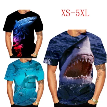 Ljetna muška majica Kratkih rukava i 3D ispis, t-shirt s morski pas, Muške Casual Majica kratkih rukava, Majice, t-Shirt