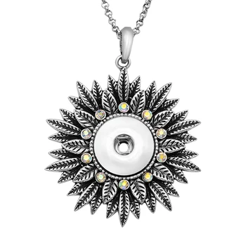 Moda elegantna Ljepota je Cvijet Gorski Kristal privjesak ugriz ogrlica 60 cm krug pogodan 18 mm gumb ugriz nakit veleprodaja XL0184