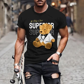 Muška majica s 3D ispis, Zabavan i Novi Medvjed, Majica Okruglog izreza i Kratkih Rukava, Ljetna Vanjska Odjeća Unisex 2021