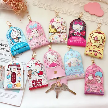 Na raspolaganju Kawaii Crtani Slatka pull-Kožni privezak HelloKitty LittleTwinStars Anime torbica za memorijske torbica za ključeve