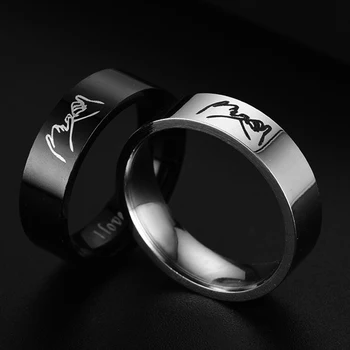 Nehrđajući Čelik Klasicni Volim Ruku Pod Ruku Par Prsten Za Žene Keramika Prsten Dame Cirkonij Par Za Vjenčanje Nakit Prstenje Poklon