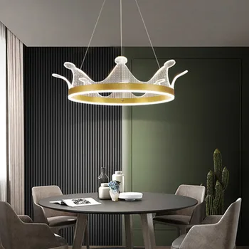 Nordijsko stropne lampe za spavaće sobe, jednostavna moderna zlatna luksuzna crown, led žarulja za dnevni boravak, lampa za dječje sobe