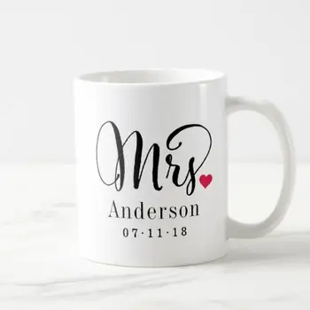 Nova Moderna Gospodin I Gospođa Kava Mugs Personalizirane Čajne Šalice Moda Prilagođene Ime Datum Šalice Šalice Jedinstvene Pozivnice Za Vjenčanje Pokloni Za Valentinovo