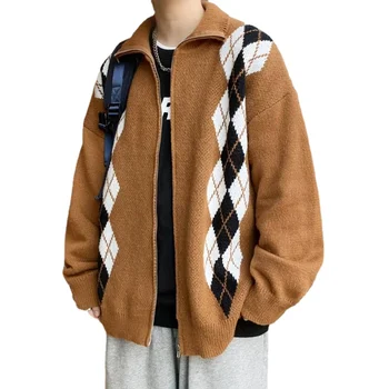 Novost zime, topli džemper s igle u retro stilu, moderan muški džemper, ulične casual zima topla jakna, muška jakna, vanjska odjeća