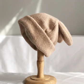 Ovo кроличьих uši, kapu od кроличьего krzna, ženska jesensko-zimski вязаная mornarska kapa zimska topla koreanska verzija japanske kape