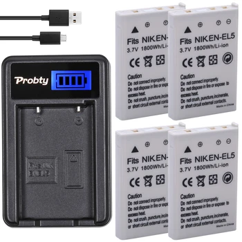 Probty 4 kom. EN-EL5 EN-EL5 Baterija + LCD Zaslon USB Punjač Za Nikon CoolPix P530 P520 P100 P500 P5100 P5000 P6000 P80 P90 P3 P4 skladište