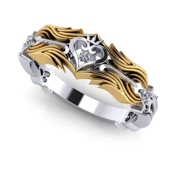 Rulalei Firma Novost Klasični Nakit 925 Srebro i Zlato Ispuniti King ' s Heart 5A Cirkon Za Žene Vjenčanje Queen Obećanje Prsten za Vjenčanje