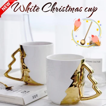 Skandinavski Luksuzni Zlatni Pehar u obliku Božićnog Drvca, Šalicu za Kavu, Jednostavan Čaša, Staklena Čaša Za Vodu, Bijele Keramičke Šalice Za Mlijeko, čaše za vino, Novi