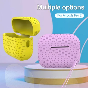 Torbica za Airpods Pro 2, Zaštitna torbica za slušalice Airpods Pro 2. generacije, Valoviti Silikonska Torbica za slušalice, Torbica za Remen Pro2