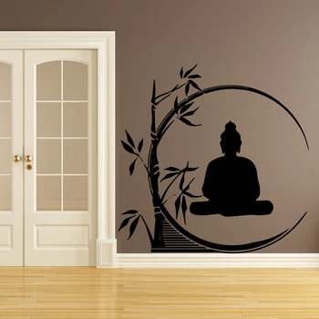 Umjetnički Buda Meditira Bambus Crtani Naljepnice Za Zid Home Dekor Za Dnevni boravak Uređenje Dječje Sobe Dekor zidova spavaće sobe