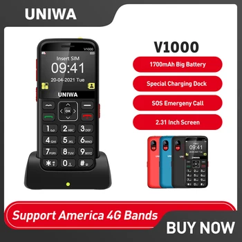 UNIWA V1000 Veliki Gumb 4G Funkcija Mobilnog telefona 2,31 cm FM 0.3 MP Kamera Hrvatski Hebrejski Engleski Tipkovnica Mobilni telefon