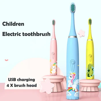 Zvučna Električna Četkica za Zube za Djecu Dječje usluga čišćenja izbjeljivanje zubi Punjiva vodootporne Zamjena Glave Četkice za zube