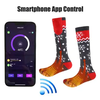 Čarape S grijanom S Baterijom 5000 mah, Punjiva Aplikacije, Kontrola Temperature, Božićne Čarape S Električnim Grijačem Za skijanje, Jahanje