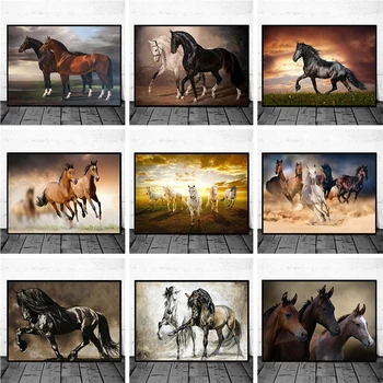 Životinja je Konj Platnu Zid Umjetnost Plakata i Grafika Divlji Konj Dirinčenje Slika Cuadros Ukras Kuće Moderan Dekor Kupatilo